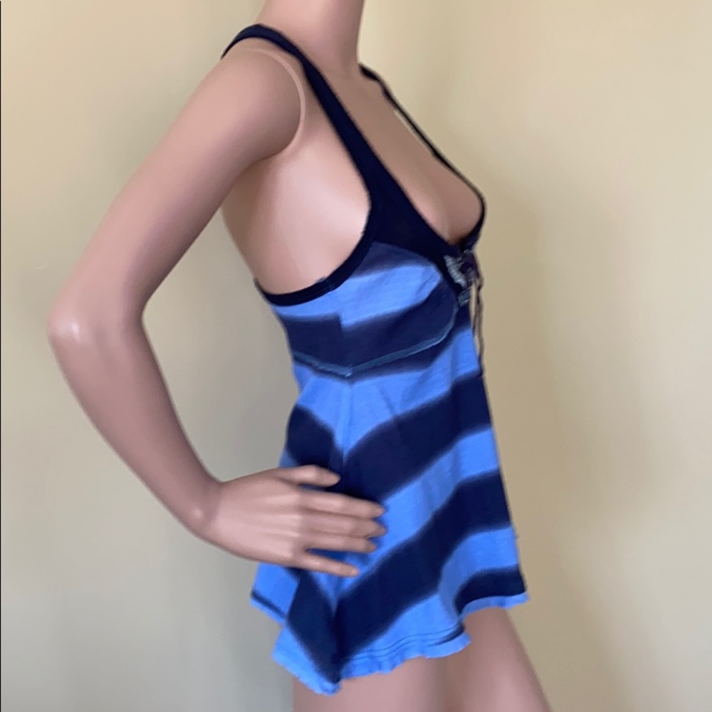 Free People Navy Striped Tie Front Tank - Picture 3 of 7